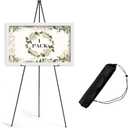 AZEAM 63" Easel Stand for Sign, Portable Easels for Painting, Foldable Black Metal Easel Display Stand Poster Holder Adjustable Sign Stand for Display Wedding Arts Poster, 1 Pack