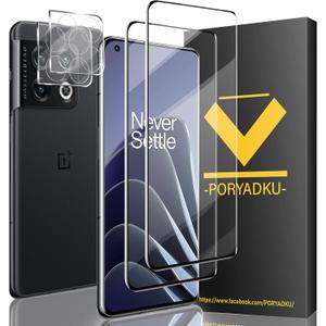 WILLONE 4 Pack For OnePlus 10 Pro Screen Protector, 2 Pcs Tempered Glass + 2 Pcs Camera Lens Protector, 9H Hardness, Bubble Free, Touch Sensitive, HD Film for OnePlus 10 Pro Tempered Glass