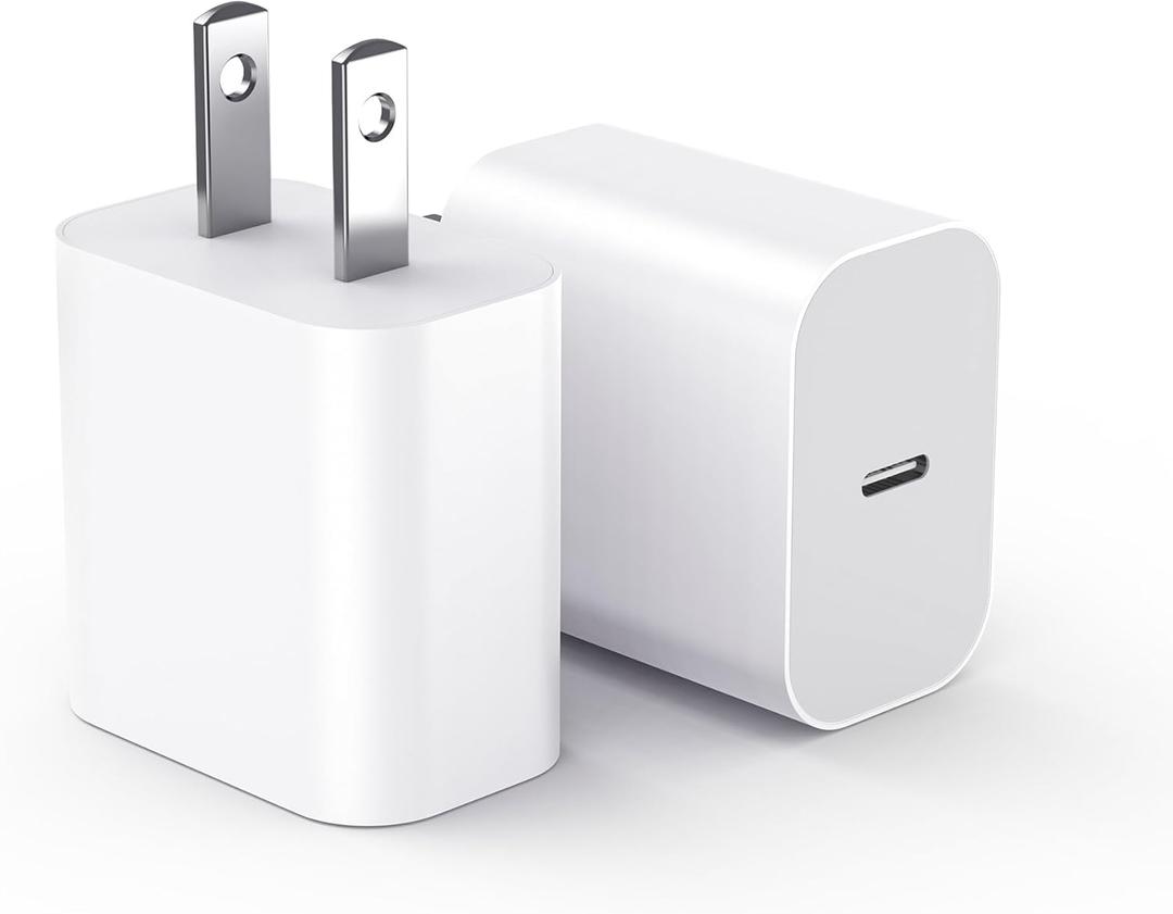 USBC Charger Block for iPhone 17 Charging Plug,MFI Certified Fast USB C Wall Cube 2Pack Power Adapter for iPhone16E/17/Air/Pro/Plus/Pro Max/15/14/13/12/11,for iPad Pro/Air/Mini USB-C Charge Brick Box (White)