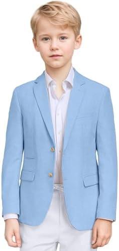 Bofan Linen Suit Jackets for Boy Casual Sport Coat Slim Fit Sky Blue Boys Blazer 14-16 Teen Boy Outwear Jacket & Coats Homecoming Summer Wedding Outfit Size 16