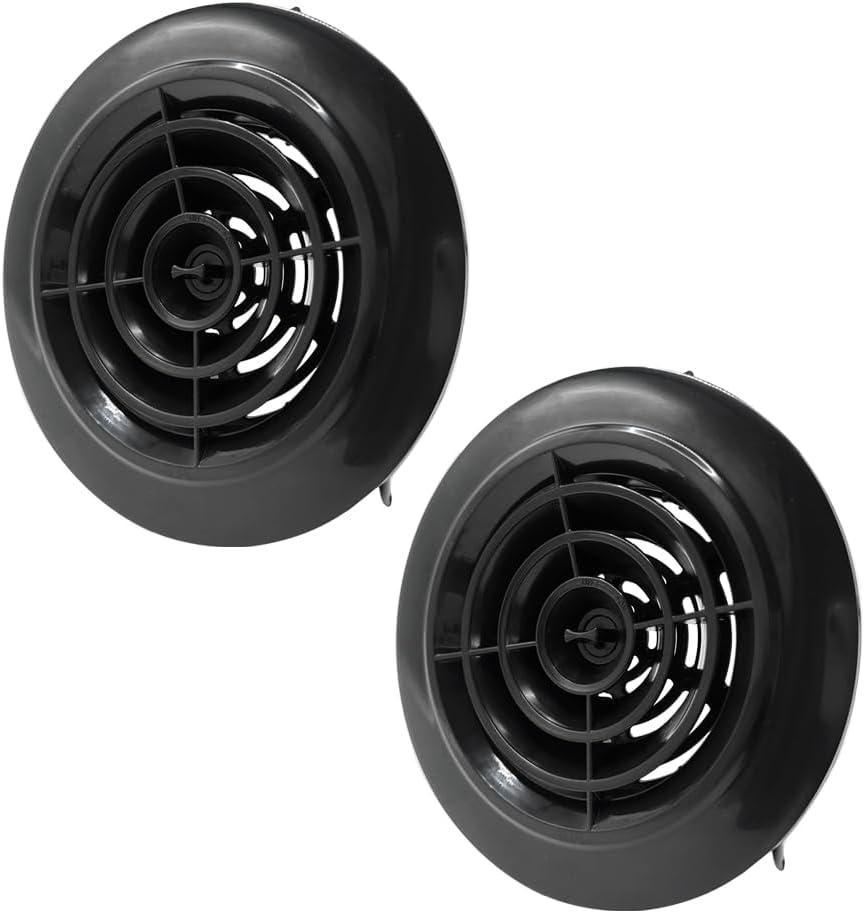 4 Inch Round Air Vent, Ceiling Vent Covers, Duct Fan, Adjustable Soffit Vent, Black Grille Cover Exhaust Vent Fit for Bathroom Office Kitchen Ventilation-2 PCS
