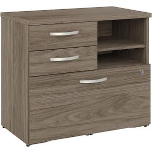 Bush Business Furniture Studio C Office Storage Cabinet with Drawers and Shelves in Modern Hickory, Organization for Home or Professional Workspace