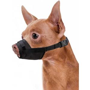 Herrypiggy Dog Muzzle with Oxford, Breathable Dog Mouth Cover Prevent Biting for Small Medium Dogs, Grooming, Barking Chewing Prevention(S,Black)