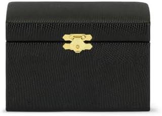 Heaven Mayhem Vintage Jewelry Travel Case  Dual-Purpose Home & Travel Organizer with Soft Suede Interior  Textured Faux Leather Storage Box with Gold Shell Clasp