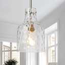 WILON Modern Glass Pendant Lighting for Kitchen Island, Farmhouse Pendant Lights for Dining Room Kitchen Sink, Adjustable Hanging Ceiling Light 7" Hammered Glass Shade, Brushed Nickel Metal Finish (1-Light-Large)