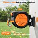 Retractable Garden Hose Reel 5/8 x 100ft, Auto Rewind Hose Reels for Outside, Heavy-Duty Wall-Mounted Outdoor Hose, 10-Mode Nozzle, Adjustable Length, 180 Rotation for Watering, Car Washing
