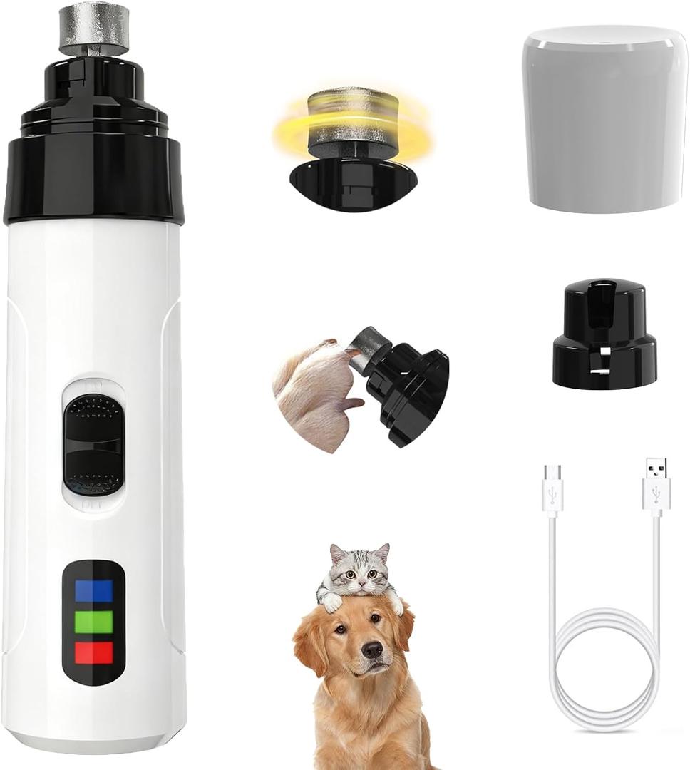 Silent Groom Pro Nail Grinder - Silent Groom Pro for Dogs Nails, Dog Nail Grinder with 2 Speeds, LED Light & 2000mAh Battery, Quiet Nail Grinder for Dogs for Small Medium Large Pets