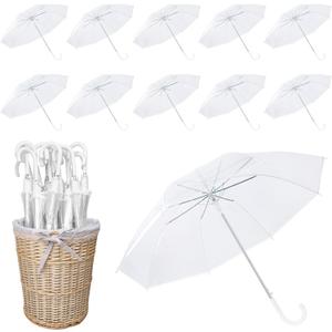 16 Pack Clear Wedding Umbrellas Bulk  Transparent Umbrellas with J Hook Handle, Windproof Stick Canopy for Bride Groom Photography, Outdoor Events, Party Dcor