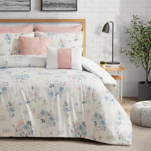 Lucky Brand Clarie Floral Comforter Set with Pillows - Full/Queen Size - 7 Piece Luxurious Bedding Ensemble (Floral Comforter & Pillow Sham Set With Throw Pillows)