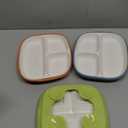 Domensi 3 Set Kids Porcelain Plates with Silicone Sleeves 8.2 Inch Divided Porcelain Plate Toddler White Suction Dishes for Baby Troubleless Eating Microwave Dishwasher Safe (Elegant)