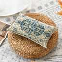 VAKADO Outdoor Boho 18x18 Set of 2 Blue Throw Pillow Covers Spring Decorative Farmhouse Bohemian Carpet Vintage Gray Cases Home Decor for Living Room Bedroom Bed Cushion Cases