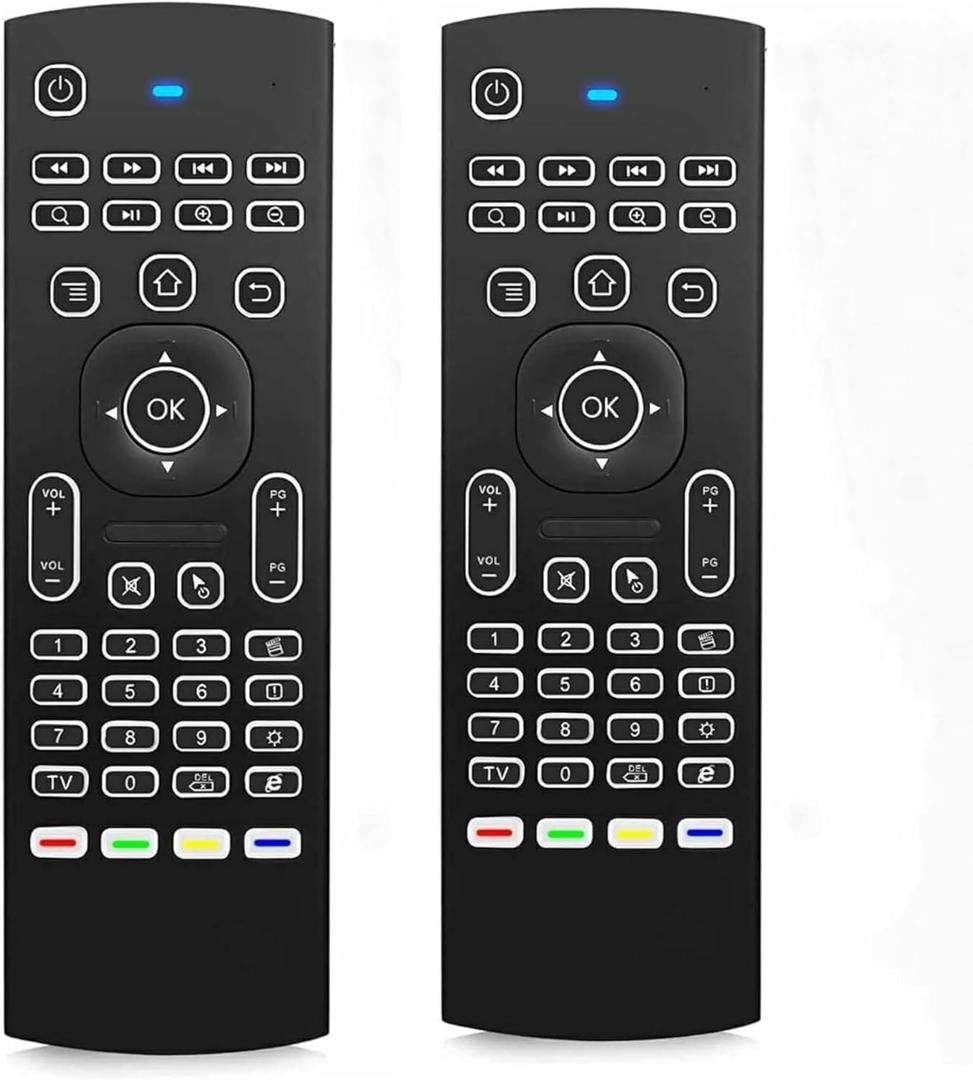2 Pack MX3 Pro Mini Keyboard Backlight Fly Remote Mouse,Android TV Remote Control,IR Learning Mini Wireless Keyboard for Android TV Box.HTPC.IPTV,Networked Set-top Box,Mini PC(Battery not Included)