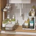 ADRIMER Under Sink Organizer 2 Packs, Pull Out Kitchen Sink Organizer, 2 Tier Slide Out Kitchen Organizers and Storage Bathroom Under Cabinet Storage Shelf, Grey & White