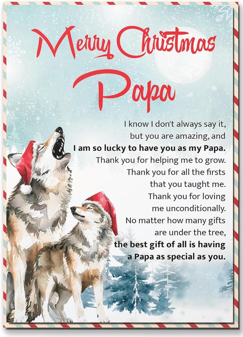 5 x Christmas Card for Papa, Grandpa Merry Christmas Greeting Cards with Envelope and Seal, Christmas Gift for Papa, Grandpa, Grandparents, Xmas Gift Ideas