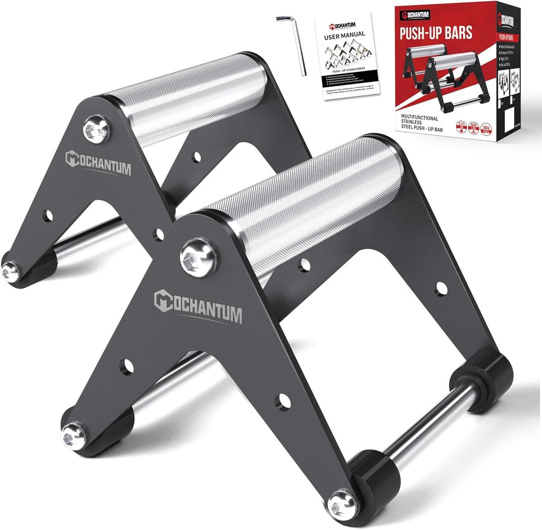 Mochantum Push Up Bar - Heavy-Duty Stainless Steel Pushup Stands with Non-Slip Base, 660 lb Capacity, Portable Home Gym Equipment for Strength Training & Floor Workouts (Black)