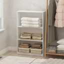 Furinno Reed Closet Organizers and Storage, 3-Tier Closet Organizer, Open Shelf Closet Storage, for Wardrobe, Bedroom, Living Room, White, 3-Tier Adjustable