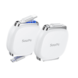 SOOPII USB C to USB C Cable, 240W Retractable USB C Fast Charging Cable with Mag Snap Storage, 5-Stage Length Preset Type C Cable for lPhone 16/15 Pro Max, Galaxy S25/24 White (2Pack 3.3FT)