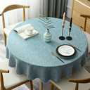 Heavy Weight Round Tablecloth, Decorative Solid Color Table Cover, Cotton Linen Table Cloth for Kitchen Dining Home Tabletop Decoration, Blue Gray, Round - 62"