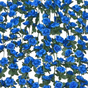 BLEUM CADE 5Pcs 41Ft Flower Garland Artificial Rose Vines for Bedroom, Cute Fake Hanging Flower Vines Floral Garland Decorations for Wedding Party Wall Room Decor Aesthetic (Sapphire Blue)