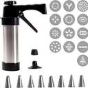 kathson Cookie Press Cookie Press For Baking Stainless Steel Cookie Press Spritz Cookie Press with 13 Cookie Discs+8 Icing Nozzle Spritz Cookie Press Kit for DIY Biscuit Cake Icing Decoration