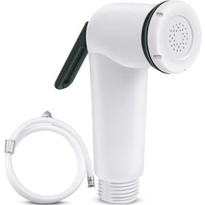 Wenqik On/off Standard Trigger Sprayer Handle Plastic Bidet Spray Head with 1/2" Connecting Hose Bidet Attachments for RV Water Outlets, White