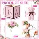 Novabright 6 Set We Can Bearly Wait Baby Shower Decorations Pink Baby Shower Table Centerpieces 4.72 Inch Wooden Boxes with Letters, Bears Stuffed Animal, Floral for Gender Reveal Party Decorations