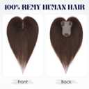 MY-LADY Human Hair Toppers for Women Real Human Hair with Side Bangs Hand-Tied Thin 8 * 11CM Lace Base Light Weight Clip in Remy Hairpieces 10 Inch Dark Brown