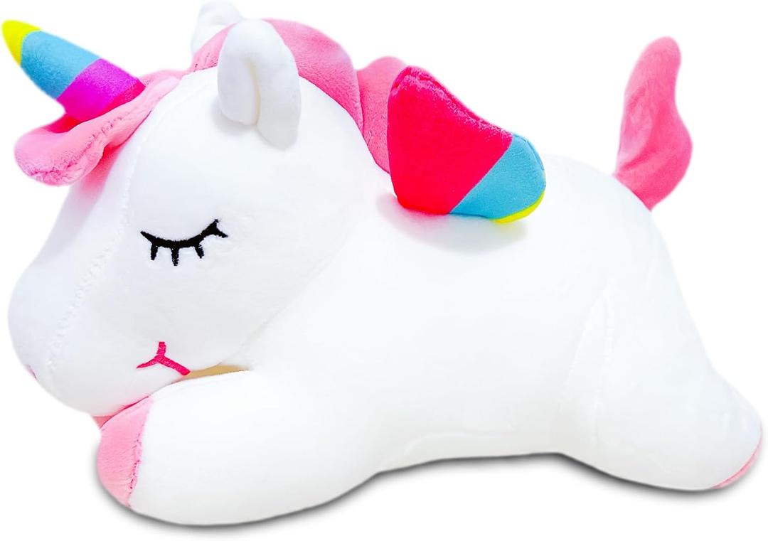 12" Unicorn Stuffed Animal, Cute Plush Toys for Kids, Soft Stuffed Animals Unicorn Plush Toy, Kawaii Plushies for Girls, Boys, Valentines, Birthday Gifts, Party Favors for Kids, Home Decor (Prone, White)