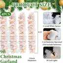 Hotop 9 ft Faux Spruce Artificial Christmas Garland LED Warm Pine Prelit Battery Operated Lighted Garland for Seasonal Indoor Home Fireplace Mantle Tree Stair Decor(4 Pcs,White) (12 x 12 x 108 inch - White)