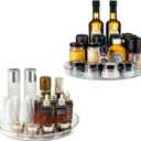 vacane 2-Pack 13Inch Lazy Susan Cabinet Organizer, Plastic Rotating Organizer Spice Rack Condiment Organizer for Pantry, Countertop, Cupboard, Refrigerator-Clear