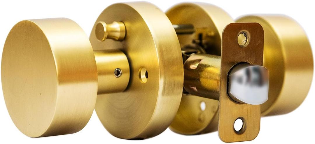 Gold Privary Door Knobs Interior - for Satin Brass Door Knobs Suitable for Hallway, Wardrobe, Bathroom etc,for All Standard Size Doors (1 Pack Privacy)