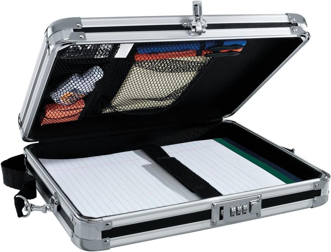 Vaultz Locking Clipboard with Storage - Heavy Duty Metal Clip Board Box Holds 8.5" x 11" Letter-Size Paper or Tablet Device - Combination Lock, Black