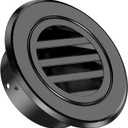6 Inch Round Vent Cover, HG Power Aluminium Alloy Louver Gable Vent, Black Soffit Vent with Built-in Screen Mesh for Bathroom Kitchen Office Ventilation 5.66”