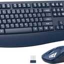 Wireless Keyboard and Mouse Combo, ULSOU 2.4G Full-Sized Ergonomic Computer Keyboard with Wrist Rest and 3 Level DPI Adjustable Wireless Mouse for Windows, Mac OS Desktop/Laptop/PC(Blue)