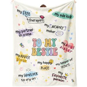 Best Friend Birthday Gifts for Women, Bestie Gift for Women, Best Friends Blanket, Friendship Gifts for Woman, Bestie Birthday Gift for Woman, Yellow Throw Blanket 80x60 Inches