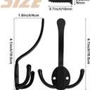 Homanu 10 Pack Coat Hooks Heavy Duty, Metal Three Prongs Large Coat Hooks Wall Mounted with 20 Screws, No Rust Black Rustic Wall Hooks for Hanging Towel, Coat, Scarf, Bag, Hat, Cup, Key