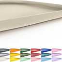 Smilool Silicone Pet Food Mat with Raised Edge for Food and Water Bowl, Dog Feeding Mats, Cat Food Trays for Floor Waterproof, Rubber Tray for Dogs and Cats, 24 x 16 x 0.8 Beige