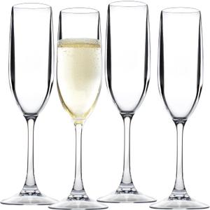 D'Eco Unbreakable 12 oz Champagne Flutes (Set of 4)- 100% Tritan Reusable Mimosa & Champagne Glasses - Perfect Cocktail Glasses for Hosting Parties Indoors & Out - Great Graduation & Mother's Day Gift