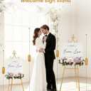 53.9" Gold Easel Stand for Sign, Heavy Duty Metal Display Easel with Storage Bag, Adjustable Art Easel for Wedding Sign, Welcome Sign, Picture