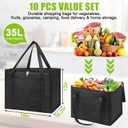VZZNN Set of 10 XL-Large Insulated Reusable Grocery Bags with Zipper and Handles, Foldable Washable Heavy Duty Cooler Totes for Hot or Cold Food Delivery, Groceries, Catering, Travel, and Shopping, 16.1 x 10.2 x 13 inches