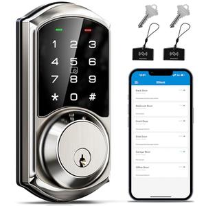 Veise VE06 Smart Deadbolt with App Control, Keyless Entry Smart Lock for Front Door, Electronic Digital Door Lock with Code, Easy Install, Satin Nickel