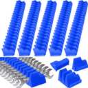 Chunful 100 pcs Modular Wrench Organizer Holder Wrench Tool Organizers Storage Racks Set with Metric & SAE Label for Tool Box Drawer Storage for Father Brother Professional Mechanics Men (Blue)