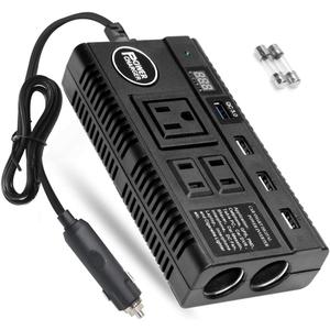 Car Power Inverter 120W 12V 24V DC to 110V AC 4 USB Ports Car Charger Adapter with 3 AC Outlets Dual Cigarette Lighter, Digital LED Display Quick Charging 3.0 for Phones Tablets PC Laptops (120W)