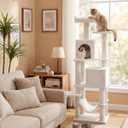 SONGMICS HOME Cat Tree for Indoor Cats, Multi-Level Cat Tower with Sisal Scratching Posts, Hammock and Condo, White