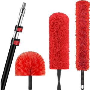 20 Foot High Reach Dusting Kit with 5-12 Foot Extension Pole // High Ceiling Duster with Telescopic Pole // Cobweb Microfiber Duster // Outdoor & Indoor Extendable Duster Cleaning Kit