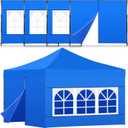 4 Pcs Canopy Sidewalls for 10x10 Canopy Frame Including 3 Pcs Sidewall with Window and 1 PC Canopy Door with Central Zipper for Easy Entry and Exit, 420d Oxford Pop up Canopy Tent, Blue