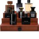 3 Tier Cologne Organizer for Men - Brown Wooden Cologne Perfume Display Stand with Drawer and Hidden Compartment, Mens Cologne Rack Holder Shelf for Room