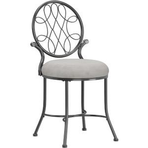Hillsdale O'Malley Vanity Stool with Spiral Pattern Design, Metallic Gray Fabric