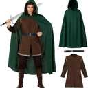 Morph Lord Medieval Costume Men With Tunic and Cloak, Renaissance Costume Mens Halloween Costumes For Mens Medieval Cloak (X-Large)