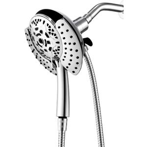 Shower Head with Handheld High Pressure: INAVAMZ Hand Held Shower Head & Rain Shower Head 2-IN-1 Shower Head with 59" Rotatable Stainless Steel Hose, Shower Trim Systems (Silver)